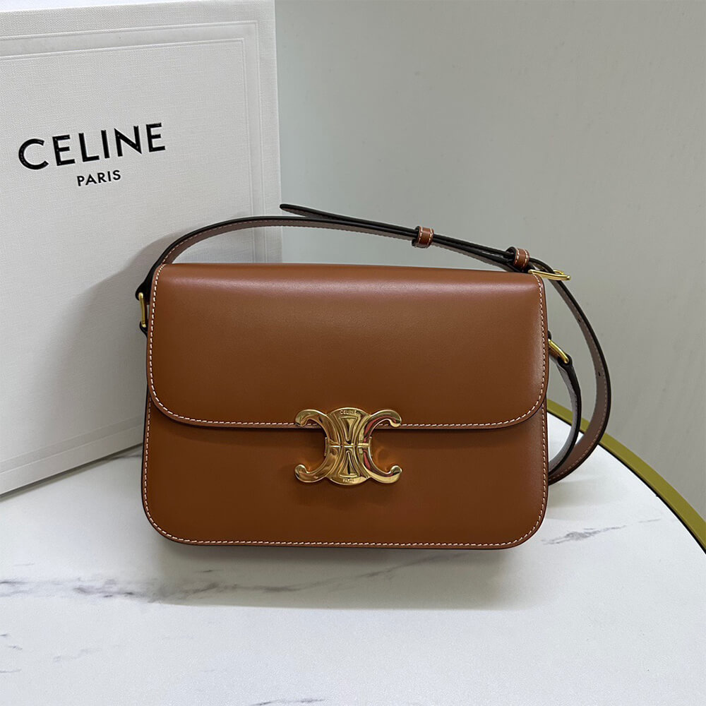 CELINE CLASSIQUE TRIOMPHE BAG in shiny calfskin(HIGH-END GRADE)