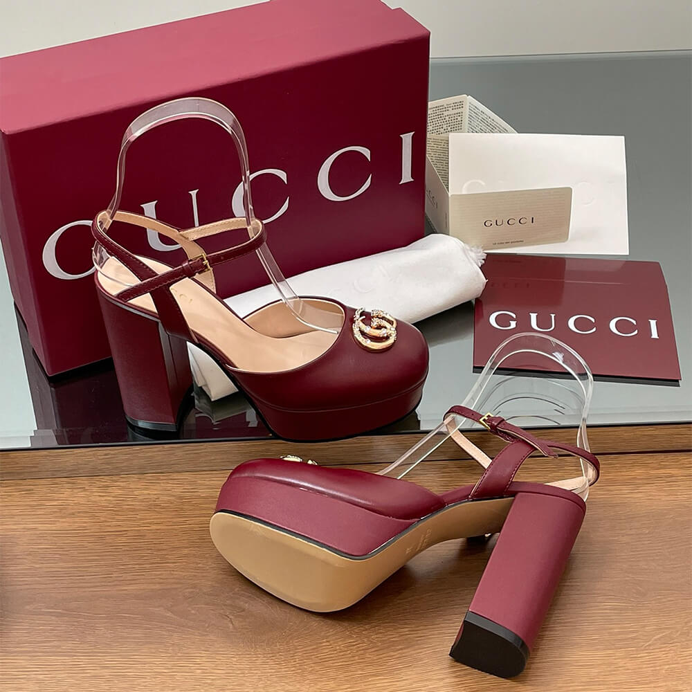 GUCCI Women s platform pump with crystal Double G