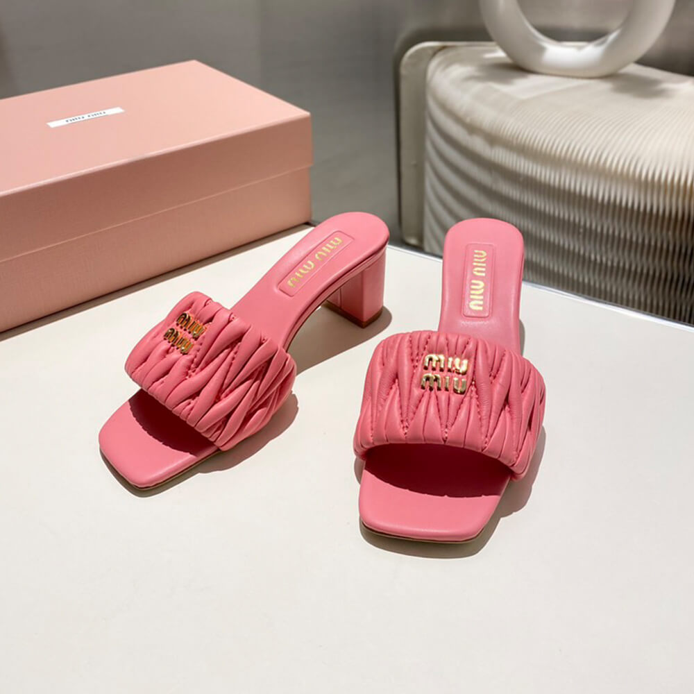 MiuMiu Matelass?? nappa leather slides