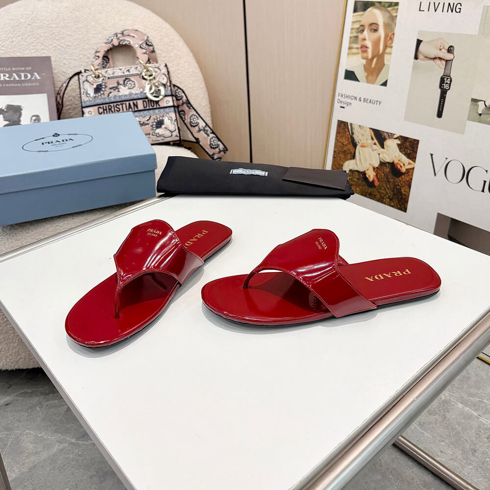 Prada Brushed leather thong sandals